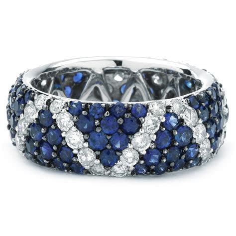 Sarcar White Gold Pave Diamonds Sapphires